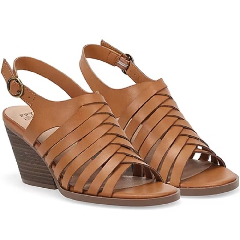 NEW! Frye and Co Galia Tan Healed Sandals 11M Stacked Heel